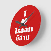 アイラブ·イサーン(ハート) ラウンド壁時計 (傾斜)