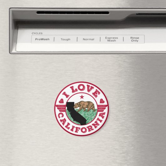 アイラブ・カリフォルニア州の地図と国旗 マグネット (インサイチュ (食洗機))