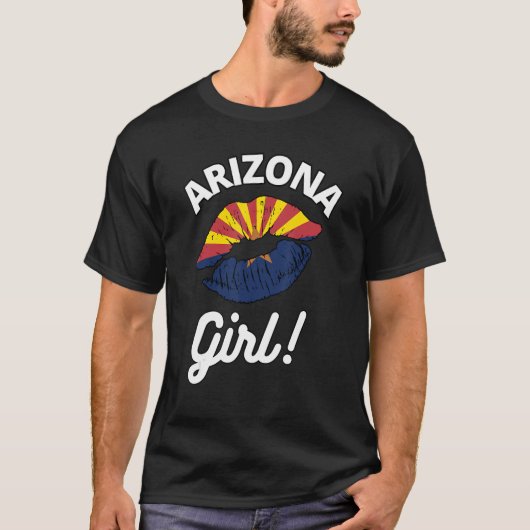 アイラブArizona Girl State FlagキスLips AZ Tシャツ (正面)