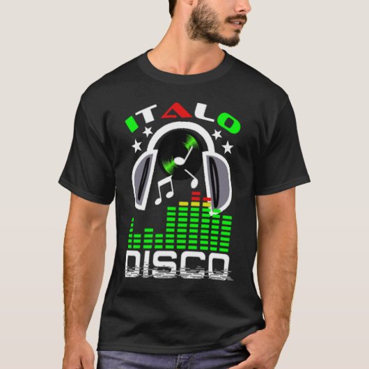 アイラブItalo Disco Black Tシャツ (正面)