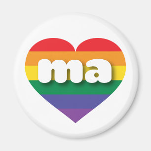 アイラブMassachusetts Rainbowハート マグネット