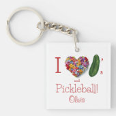 アイラブPickles & Pickleball パーソナライズされた キーホルダー (正面)