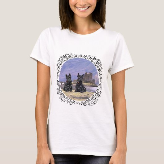 アイランのドナン城のスコティッシュ・テリア Tシャツ (正面)