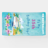 アイランドおもしろいビーチ誕生日クルーズシップドア 横断幕 (横)