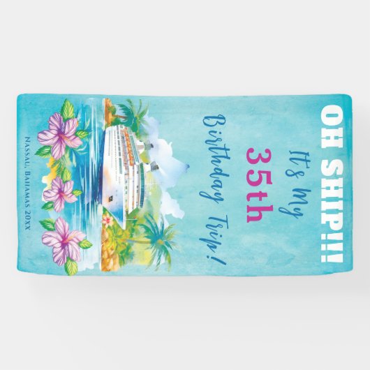 アイランドおもしろいビーチ誕生日クルーズシップドア 横断幕 (横)