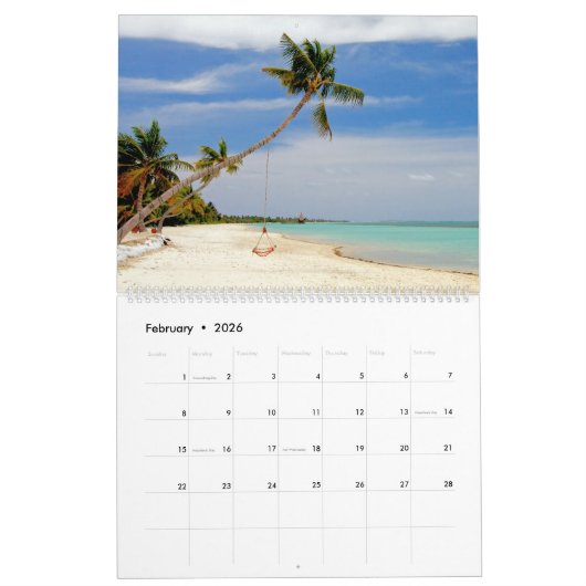 アイランドエスケープカレンダー カレンダー (2月 2026)