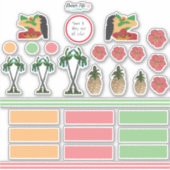 アイランドガールパームツリートロピカルフラワースティッカー シール (正面)
