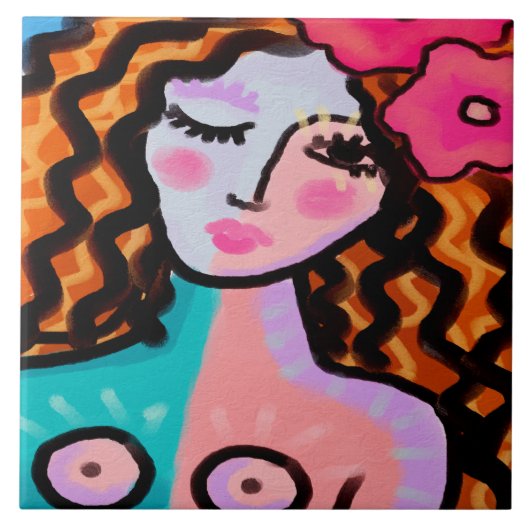 アイランドガール抽象芸術デジ絵を描タル タイル (正面)