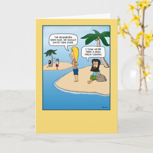 アイランドグロおもしろいウチ誕生日 カード (黄色い花)