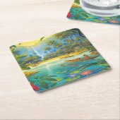 アイランドコースター、追加文字、スクエア紙コースター スクエアペーパーコースター (アングル)