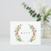 アイランドコーラルフローラウェディングRSVPソングリクエスト インビテーションポストカード (スタンド正面)