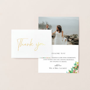 アイランドコーラル結婚フローラの写真サンキューカード 箔カード