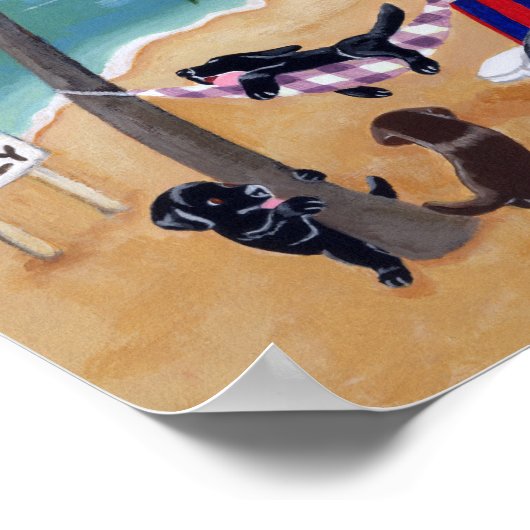 アイランドサマーバケーションラブラドールアートワーク ポスター (角)