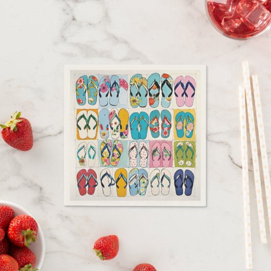 アイランドサマービーチバケーションフローラビーチサンダル スタンダードカクテルナプキン (インサイチュ)