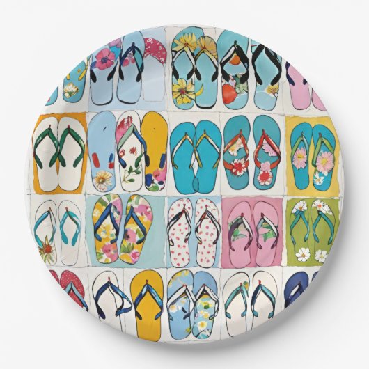 アイランドサマービーチバケーションフローラビーチサンダル ペーパープレート (正面)