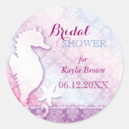 アイランドシーホースパープルブライダルシャワー ラウンドシール