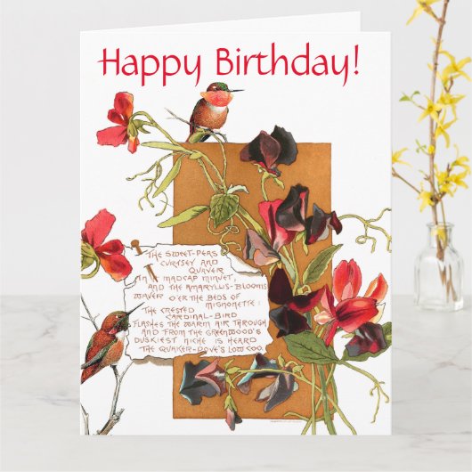 アイランドスイートピーフラワーズバミューダフローラ誕生日 カード (黄色い花)