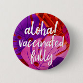 アイランドスピリットハワイアンモンステラワクチン接種レッド 缶バッジ (正面)