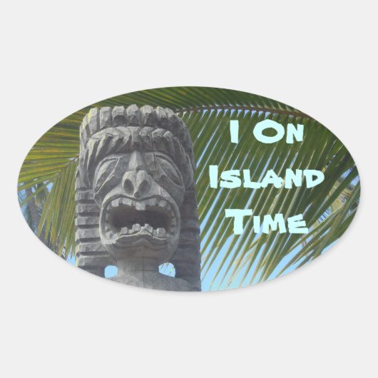 アイランドタイムユーモアHawaii tikiスタンプ 楕円形シール (正面)
