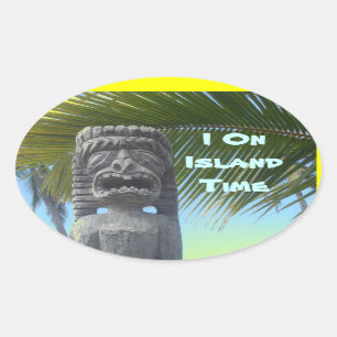 アイランドタイムユーモアHawaii tikiスタンプ 楕円形シール