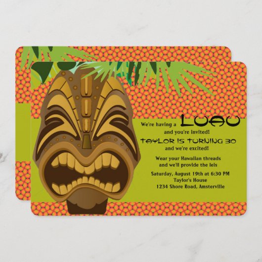 アイランドティキルアウ(ハワイ式宴会)パーティの招待状#2 招待状 (正面/裏面)