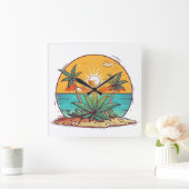 アイランドドリームズザフレンズカリブのコレクション スクエア壁時計 (ホーム)