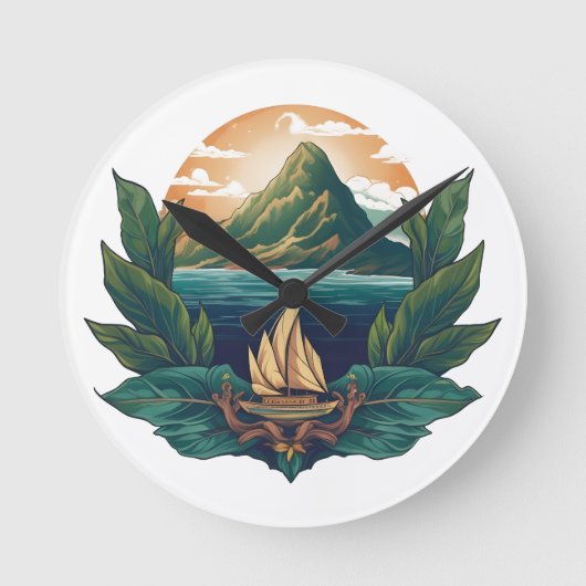 アイランドドリームズザフレンズカリブのコレクション ラウンド壁時計 (正面)