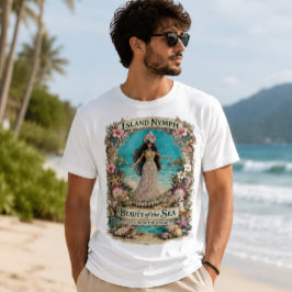 アイランドニンフのトロピカルな霊性とオーシャンファンタジーアート Tシャツ