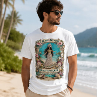 アイランドニンフのトロピカルな霊性とオーシャンファンタジーアート Tシャツ