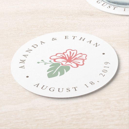 アイランドハイビ結婚スカス ラウンドペーパーコースター (アングル)