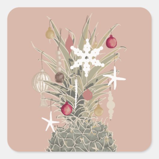 アイランドパイン、ハワイアンスタイルクリスマス スクエアシール (正面)