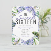 アイランドパープル薄紫トロピカルパーム葉ズスウィート16 招待状 (スタンド正面)