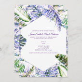 アイランドパープル薄紫トロピカルパ葉ームズ結婚の 招待状 (正面/裏面)
