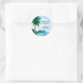 アイランドパームツリーズ絵画トロピカルビーチ結婚式 ラウンドシール (バッグ)