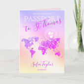 アイランドビーチ誕生日パスポートマップ50と素晴らしい 招待状 (正面)