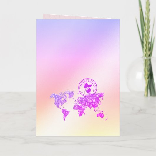 アイランドビーチ誕生日パスポートマップ50と素晴らしい 招待状 (裏面)