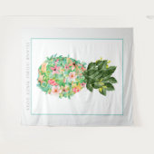 アイランドフラワーズパイナップルイラストレーション タペストリー (正面(横))