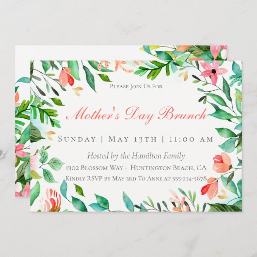 アイランドフローラマザーズデイブランチ招待状 招待状 (正面/裏面)