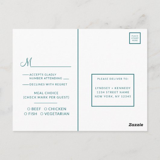 アイランドブリーズサンディビーチ結婚式ミールRSVP ポストカード (裏面)