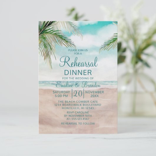 アイランドブリーズサンディビーチ結婚式リハーサルディナー 招待状 (スタンド正面)