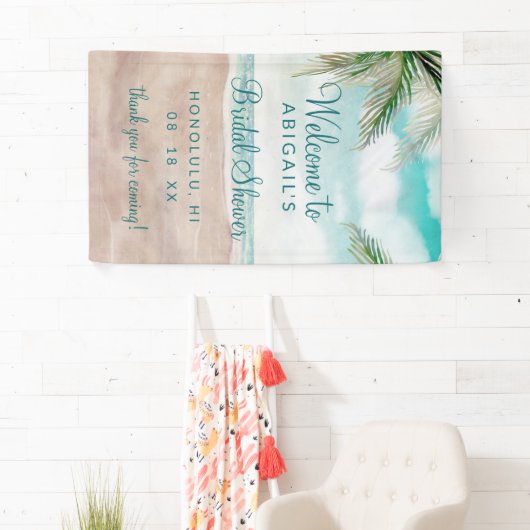 アイランドブリーズトロピカルビーチブライダルシャワーウェルカム 横断幕 (インサイチュ)