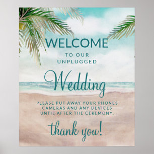 アイランドブリーズビーチの結婚プラグなしテーブルの標識 ポスター