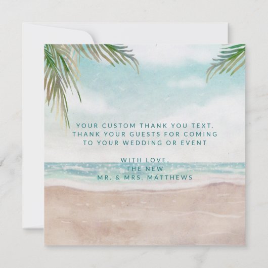 アイランドブリーズビーチ結婚式ラブアンド感謝していスクエア サンキューカード (裏面)