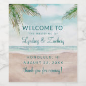 アイランドブリーズ絵を描ビーチシーン結婚の歓迎 ワインラベル (シングルラベル)