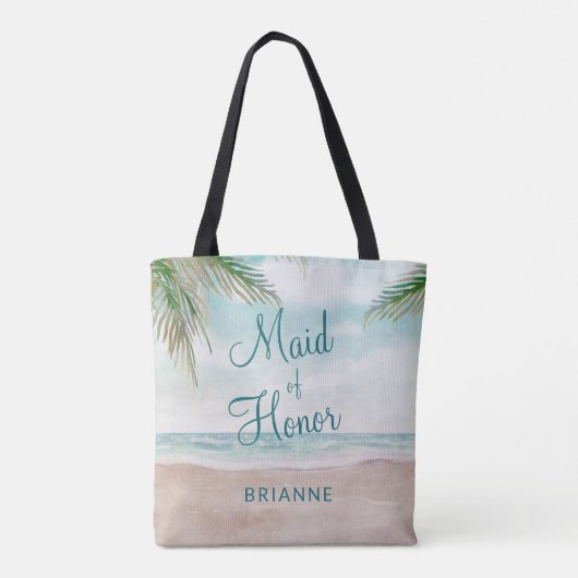 アイランドブリーズ色彩の鮮やかビーチシーンメイド・オブ・オーナー(花嫁付き添い人) トートバッグ (裏面)