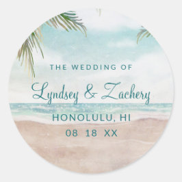 アイランドブリーズ色彩の鮮やかビーチシーンモノグラム結婚ズ ラウンドシール