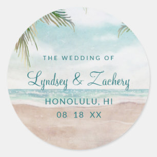 アイランドブリーズ色彩の鮮やかビーチシーンモノグラム結婚ズ ラウンドシール