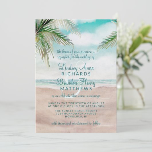 アイランドブリーズ色彩の鮮やかビーチシ結婚ーン 招待状 (スタンド正面)