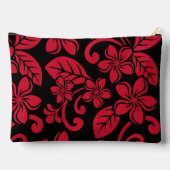 アイランドプルメリアのパターン（黒/赤） アクセサリーポーチ (裏面)