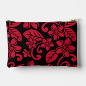 アイランドプルメリアのパターン（黒/赤） アクセサリーポーチ (裏面)